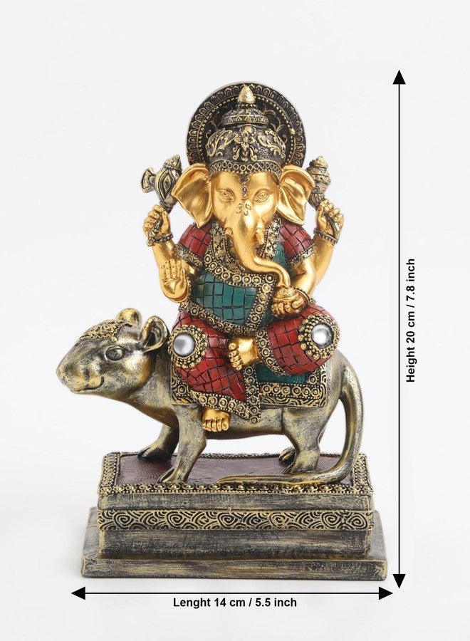 VIVARS Multicolor polyresin Ganesha with mushak Idol for Home Decor - Ganesha Idols for Office or House Warming Gifts - Home Decor Items Gift for House Warming Ceremony - Image 2